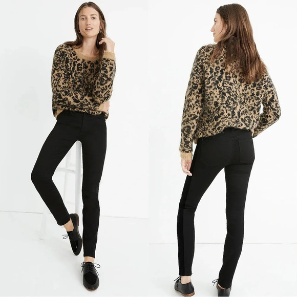 Madewell Taller 9" High-Rise Skinny Jeans Velvet Tuxedo Stripe Edition Size 32TL - Picture 1 of 16